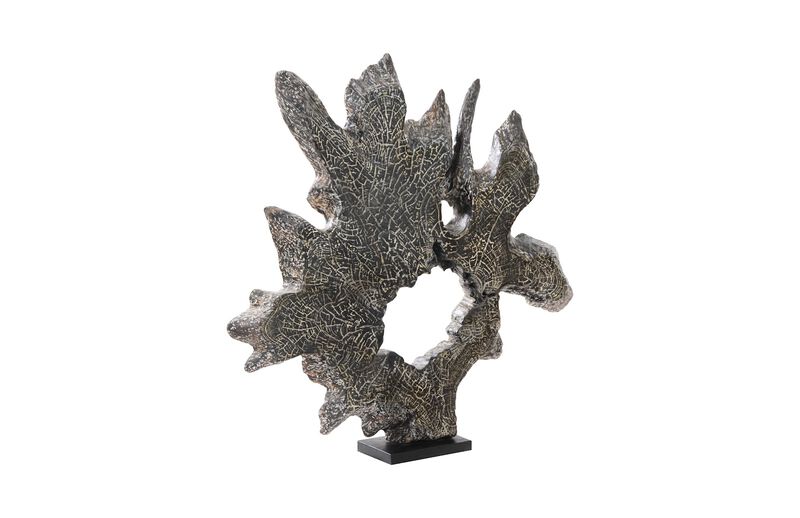 Teak Black Wash Sculpture on Stand