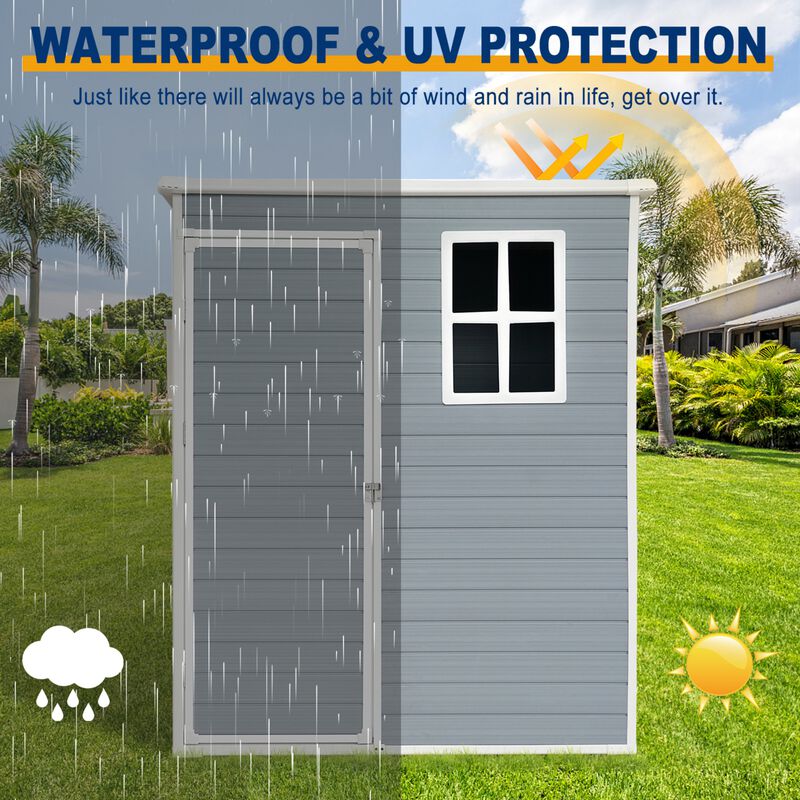5ft x 3ft Resin Outdoor Storage Shed with Floor and Lockable Door for Backyard image number 6