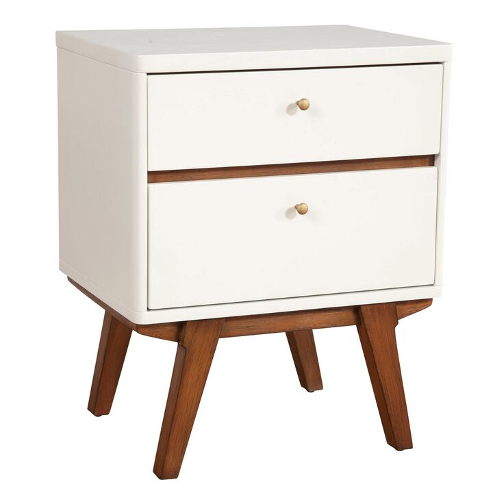 Contemporary Two Drawer Wood Nightstand – Functional Bedroom Storage