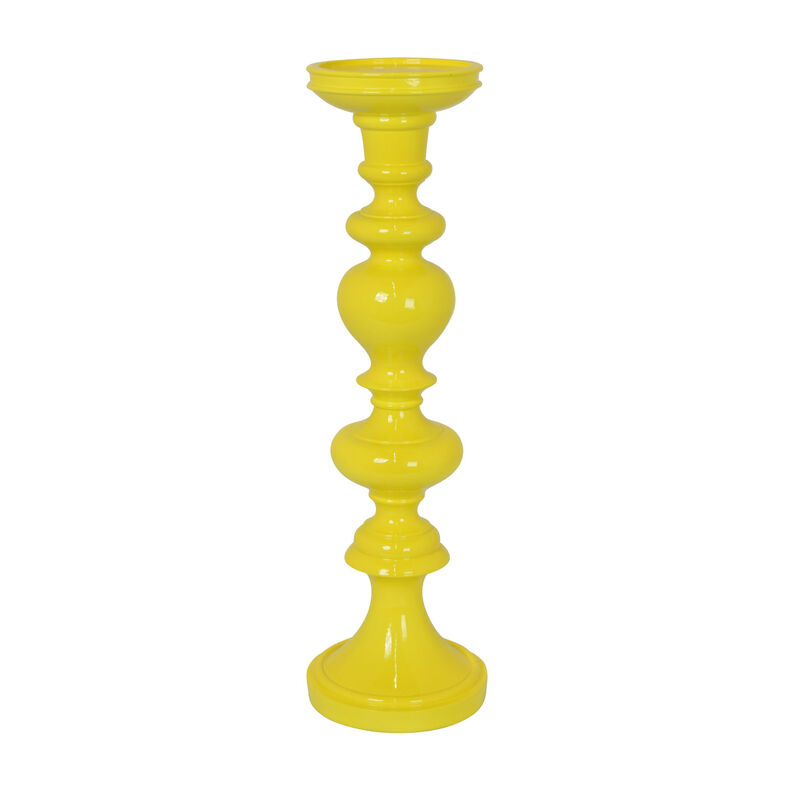 Meo Tabletop D&eacute;cor Candle Holder, Sculpted Turned Yellow Resin, 20 Inch image number 2