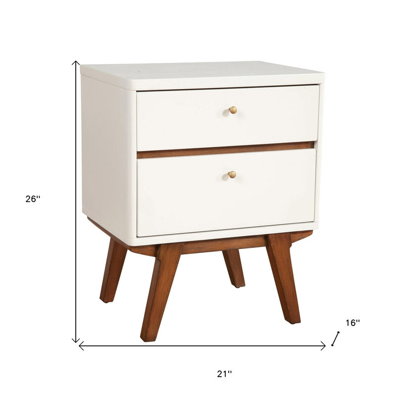 Contemporary Two Drawer Wood Nightstand – Functional Bedroom Storage