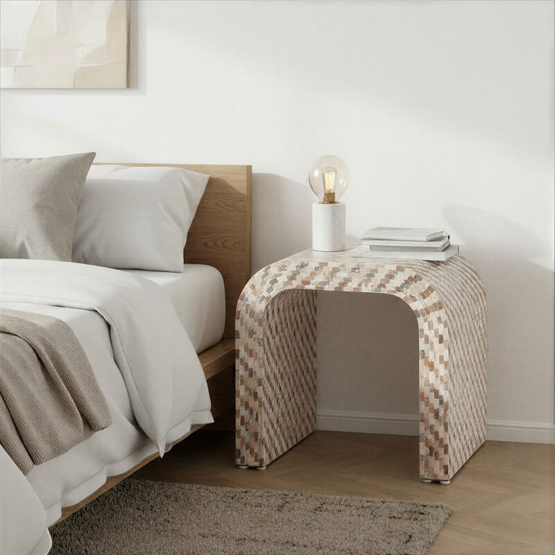 Mother of Pearl Waterfall End Table, Brown image number 1
