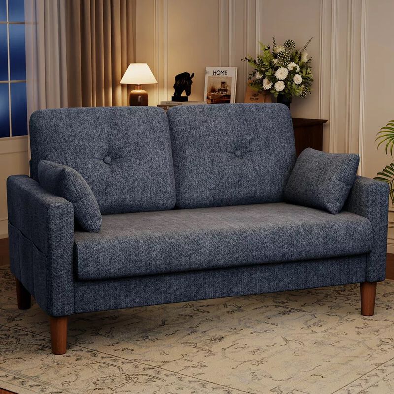 Vipbear 48" Chenille Loveseat Sofa for Small Spaces &ndash; 2-Seater Couch with Deep Seat, Side Pocket image number 2