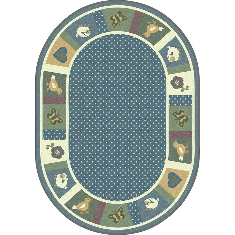 Joy Carpets Kid Essentials Seeing Spots 10'9 x 13'2 Oval Area Rug in Color Soft