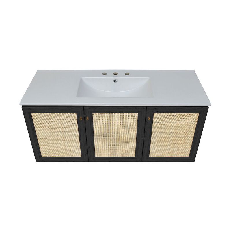 48" Wall-Mounted Bathroom Vanity with 3-Hole Widespread Sink Top image number 2