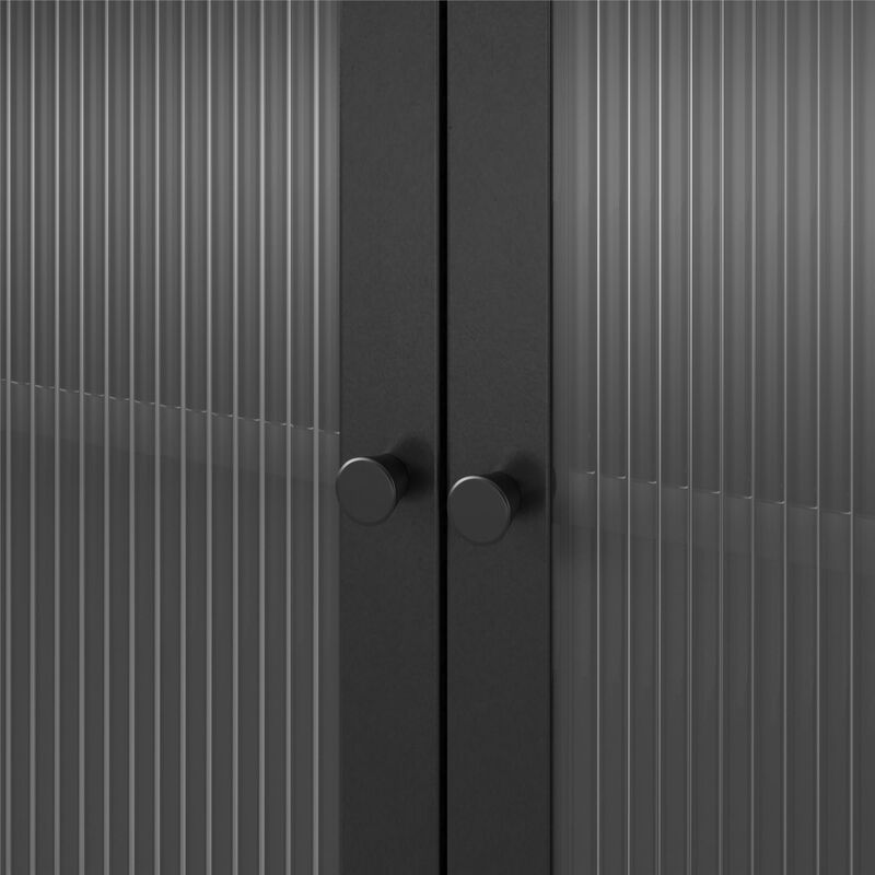 Shadwick Wide 2 Door Accent Cabinet-Fluted Glass Metal Locker