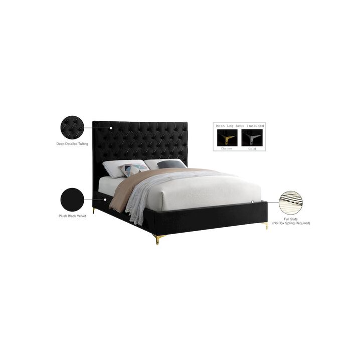 Meridian Furniture Cruz Black Velvet King Bed