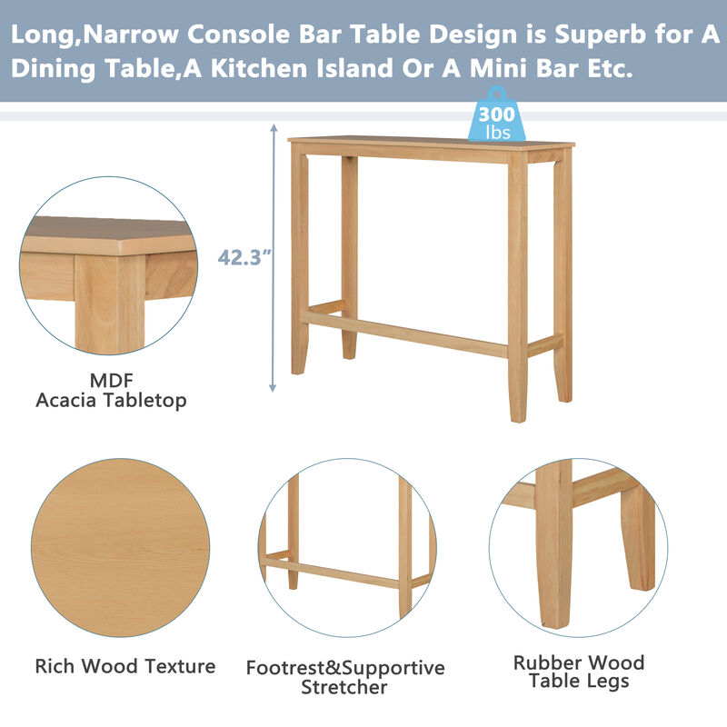 Merax Rectangular Wood Bar Height Dining Set Kitchen Breakfast Nook with 2 Chairs for Small Places