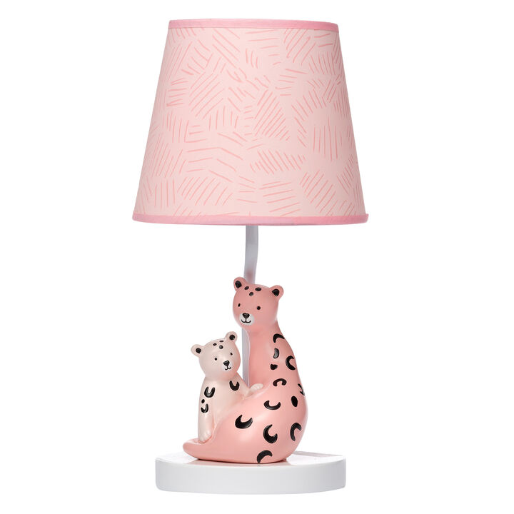 Lambs & Ivy Enchanted Safari Pink Leopard Lamp with Shade & Bulb