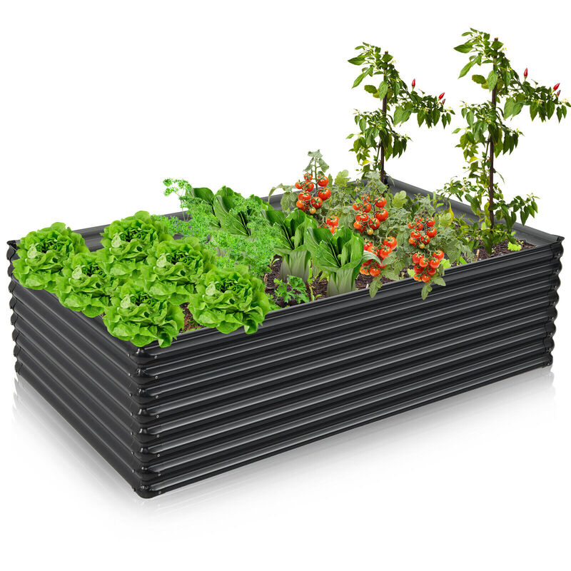 71 Inch Galvanized Metal Raised Garden Bed for Garden Backyard-Dark Grey
