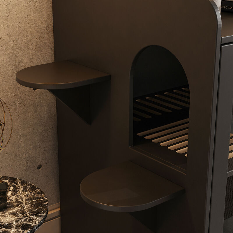 Extra Large Cat Litter Box Furniture Hidden, Cat Condo Pet House with Stairs, Cat Litter House for Living Room, Black image number 5