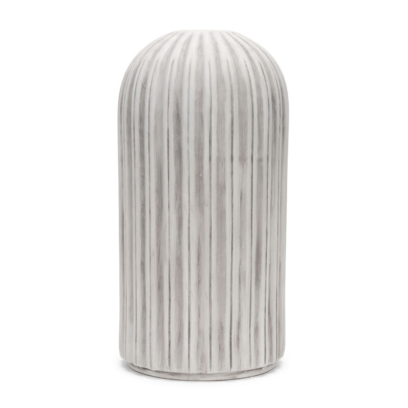 HomeRoots 21" Gray And White Striped Ceramic Cylinder Floor Vase image number 0
