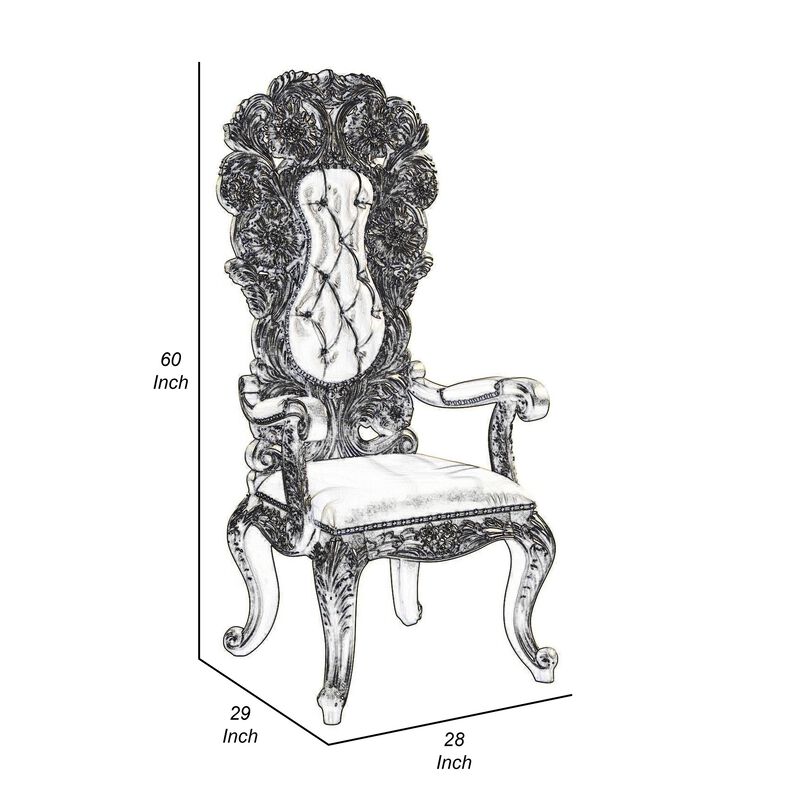 Otis Dining Armchair Set of 2, Classic Light Gold Tufted Faux Leather - Benzara