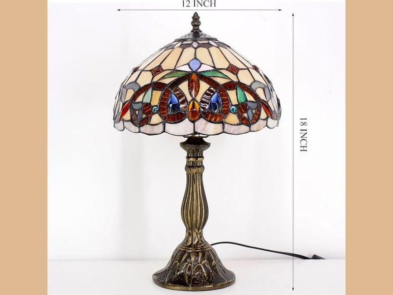 Tiffany Style Stained Glass Table Lamp Victorian Bedside Desk Reading Lamp image number 2