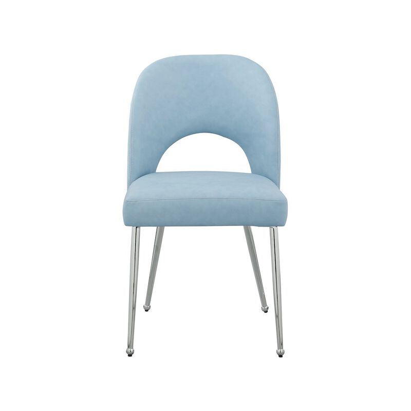 Meridian Furniture Logan Light Blue Vegan Leather Dining Chair, Set of 2