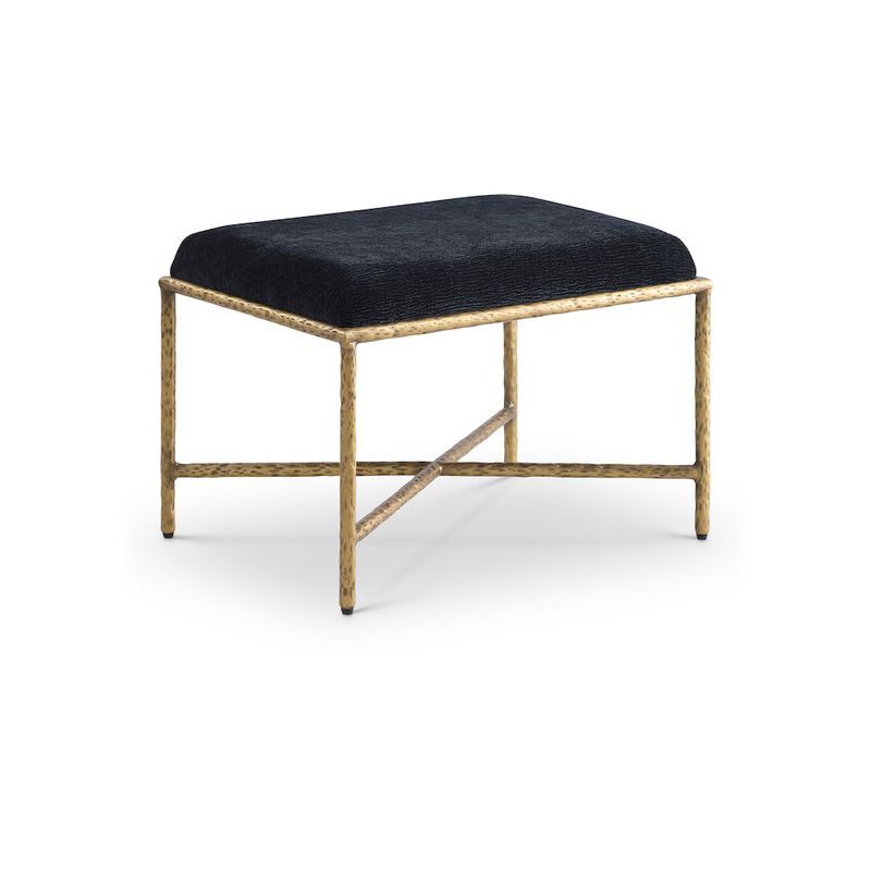 Meridian Furniture Valley Black Chenille Fabric Bench