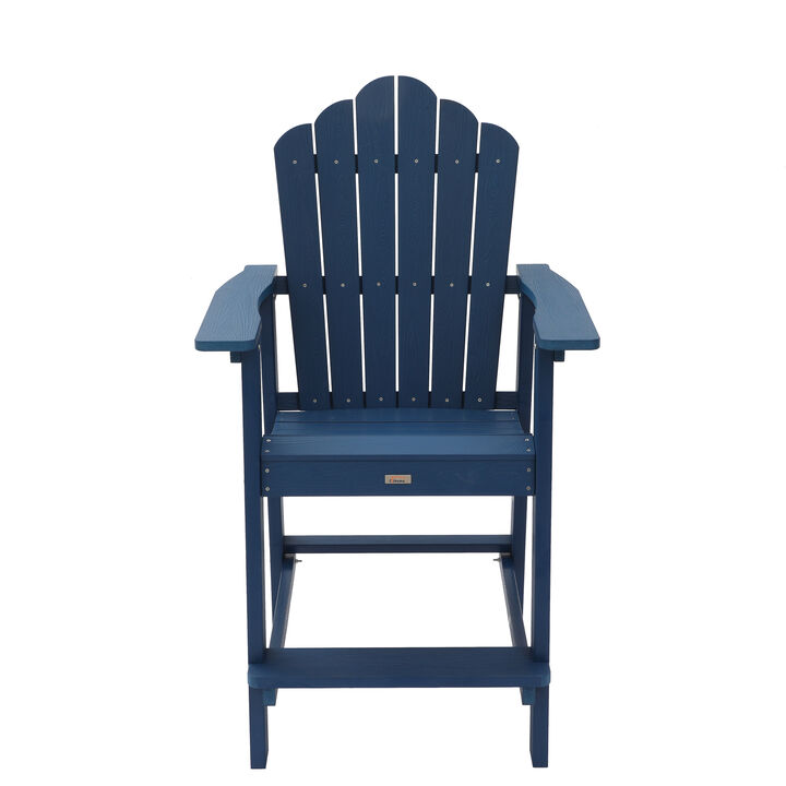 MONDAWE  Tall Patio Adirondack Chair Outdoor HIPS Frame Plastic Bar Stool Gray 1-Pack