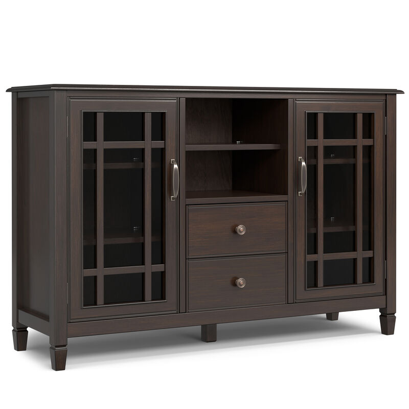Connaught SOLID WOOD 53 inch Wide Traditional TV Media Stand in Dark Chestnut Brown For TVs up to 60 inches