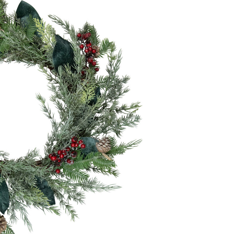 Mixed Foliage and Iced Berries Artificial Christmas Wreath  26-Inch  Unlit image number 2