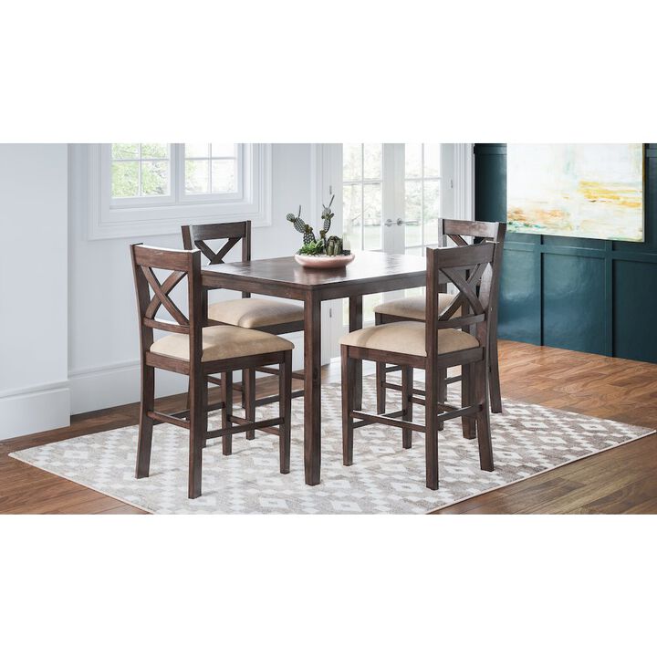 Jofran Walnut Creek 5 Piece Counter Height Dining Set - Table with 4 Stools