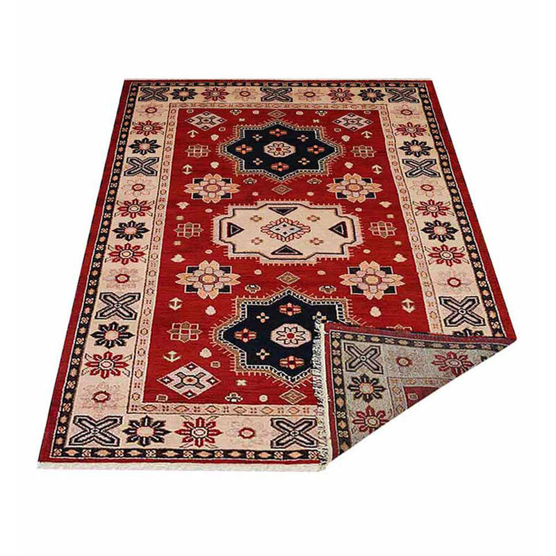 RUGSOTIC CARPETS HAND KNOTTED WOOL & SILK ECO-FRIENDLY ORIENTAL AREA RUGS  - Rectangle Shape, Classic Oriental Traditional , Low Pile Handmade Area Rugs (AF0104) image number 4