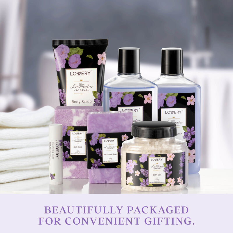 Lavender & Lilac Spa Gift Basket with Sleep Mask - Bath and Body Self Care Package for Men and Women image number 6