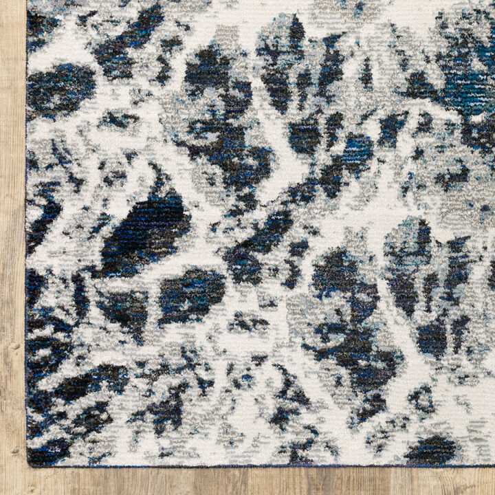 3 X 5 grey Teal And green Abstract Power Loom Stain Resistant Area Rug
