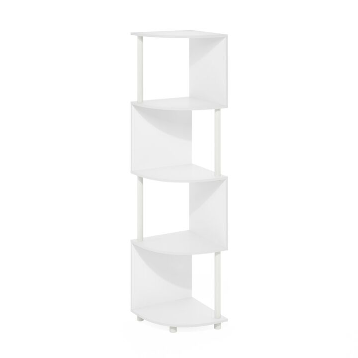 Econ 4-Tier Zigzag Corner Shelf Bookcase, Bookshelf, White/White