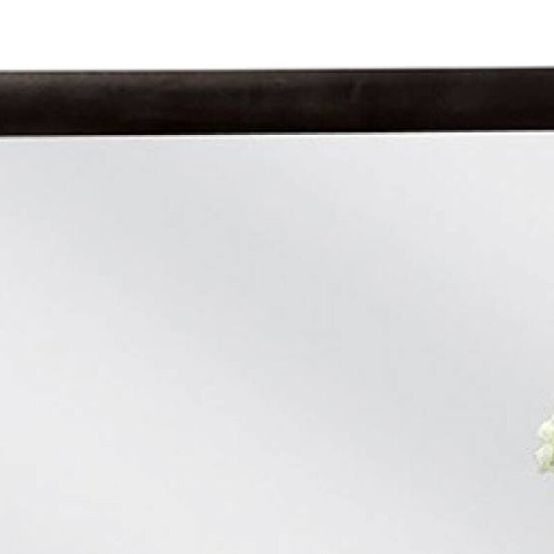 Simo Dresser Vanity Mirror, 40 Inch Modern Black Solid Wood Frame