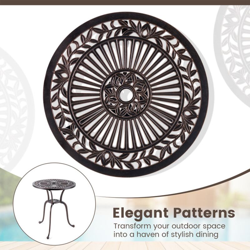 24" Round Cast Aluminum Patio Bar Table with 2" Umbrella Hole image number 4