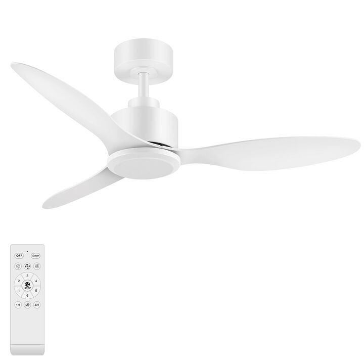Breezary 42" Ceiling Fan No Light, 3 Blades, DC Motor, 6 Speeds, Remote Control, Reversible