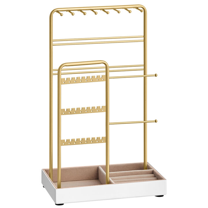 Jewelry Stand with Metal Frame and Tray Storage Organizer For Closet
