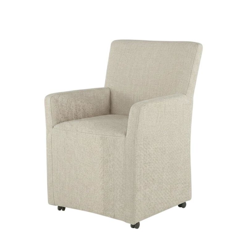 Starlight Canyon Home Linen Upholstered Wheeled Armchair, Modern Accent Chair for Living Room ,Beige image number 2