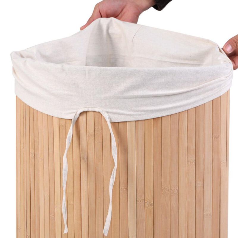 Hivvago Corner Bamboo Hamper Laundry Basket