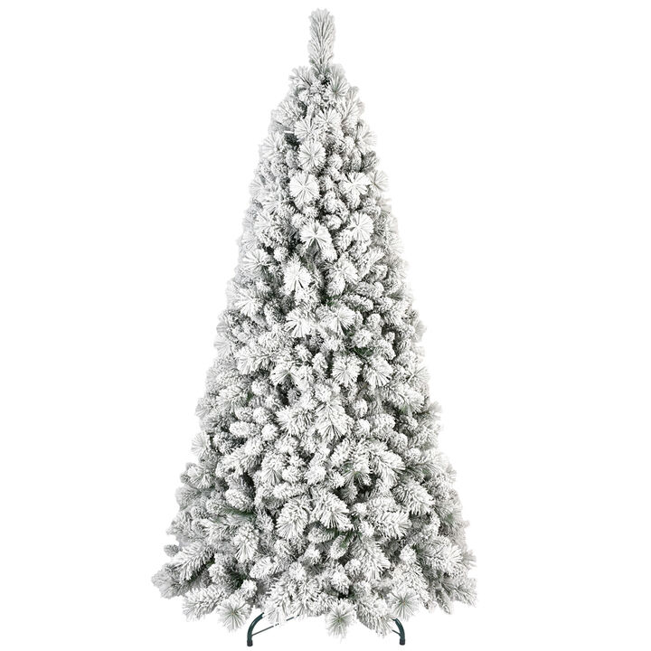 Whisen Flocked Christmas Tree with Tips– Snowy PVC & Hard Needle Branches, Hinged Structure for Easy Setup, Stable Metal Stand