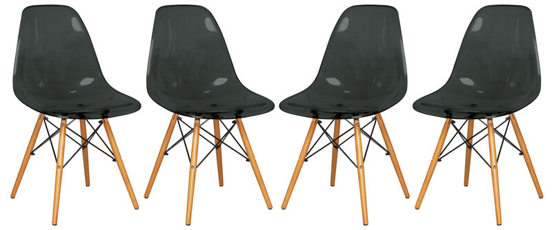 LeisureMod Dover Plastic Molded Dining Side Chair, Set of 4