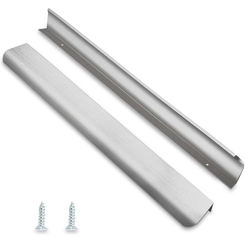 LEAPHZOT 10 Pack 16"" (400mm) Overall Length Edge Finger Pull,Brushed Nickel Concealed Kitchen Cabinet Handle,Top Mount Flat Cab image number 0