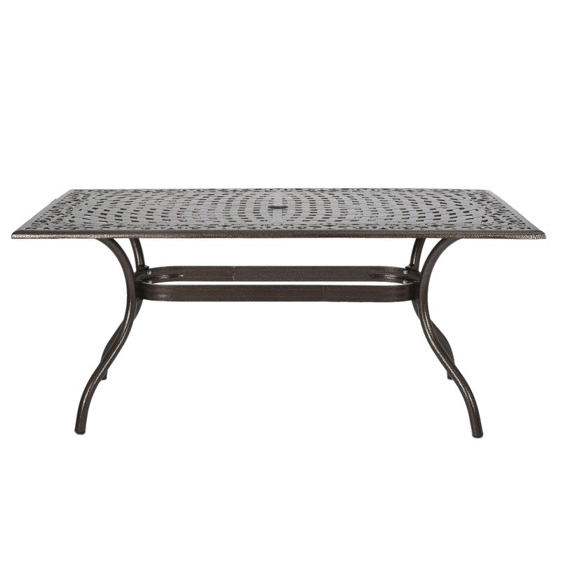 Toni Outdoor Table, 67 Inch Rectangular Top, Lattice Bronze Aluminium
