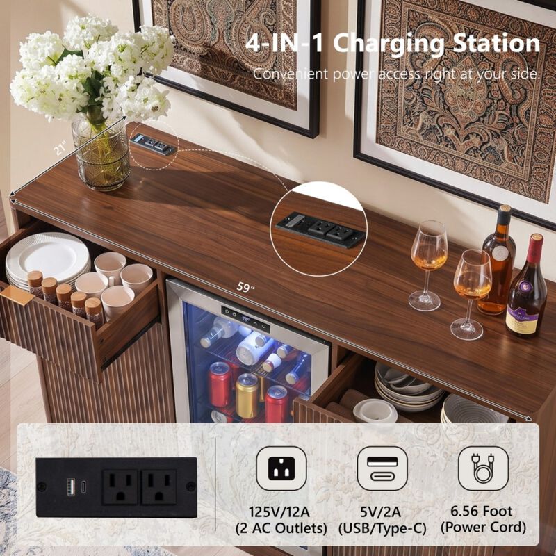 Cekfal Mini Fridge Wine Bar Sideboard Cabinet image number 3
