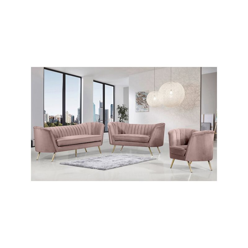 Meridian Furniture Margo Pink Velvet Loveseat