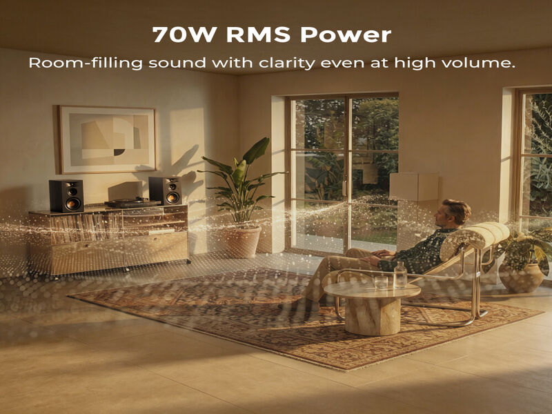 ULTIMEA BS-3 3-Way Powered Bookshelf Speakers, 70W RMS with 5.25" Woofer, HDMI ARC, Bluetooth 6.0, Auracast, App Control, BassMX image number 7