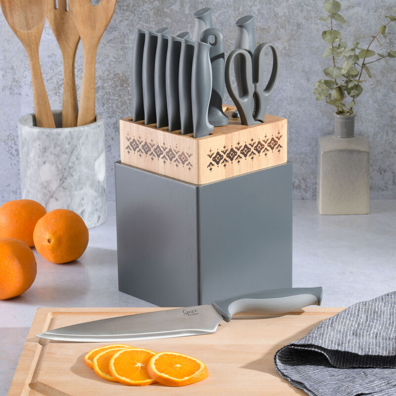 Spice by Tia Mowry Savory Saffron 14 Piece Cutlery Set in Grey