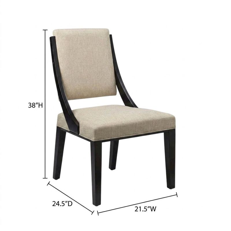 Fabric-Upholstered Dining Chairs for Kitchen and Dining Room, Beige, Set of 2 image number 3