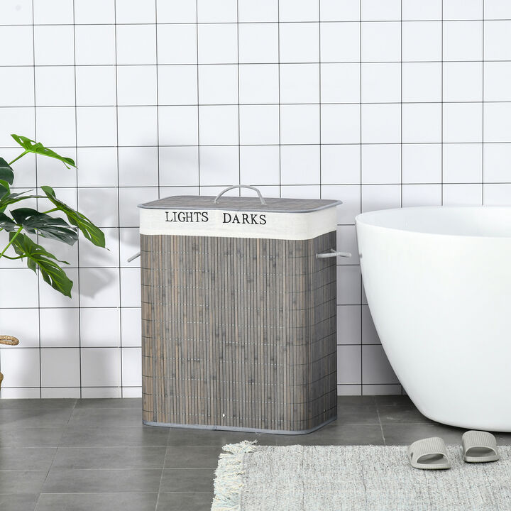 Hivvago Collapsible Bamboo Laundry Basket with Handles