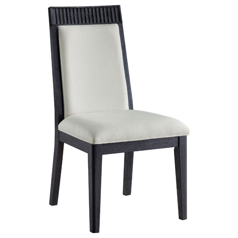 Jack Dining Side Chair Set of 2, Ivory Cushions, Black Ribbed Frame image number 2