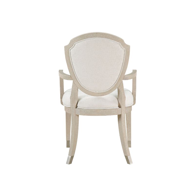 Olto Set of 2 Dining Armchairs, Ivory Chenille, Light Oak Brown Wood, Dipped Legs image number 3