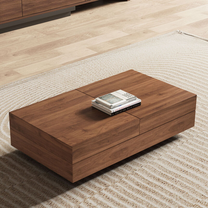 Extendable walnut table w/ storage, 47–82"