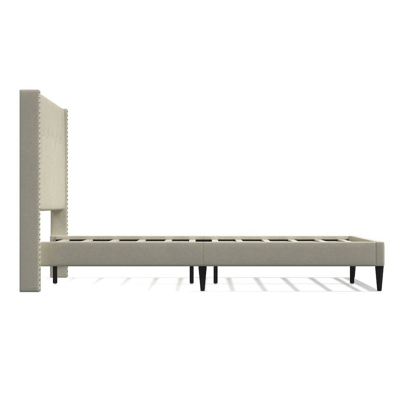 Rize Home Upholstered Complete Bed Queen Beige image number 2