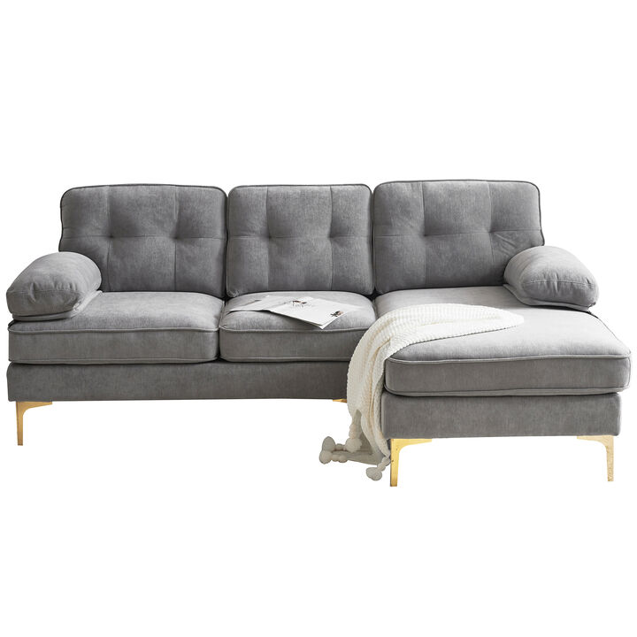 Whisen 82.6" Modern Sectional Sofas Couches Velvet L-Shaped Couches