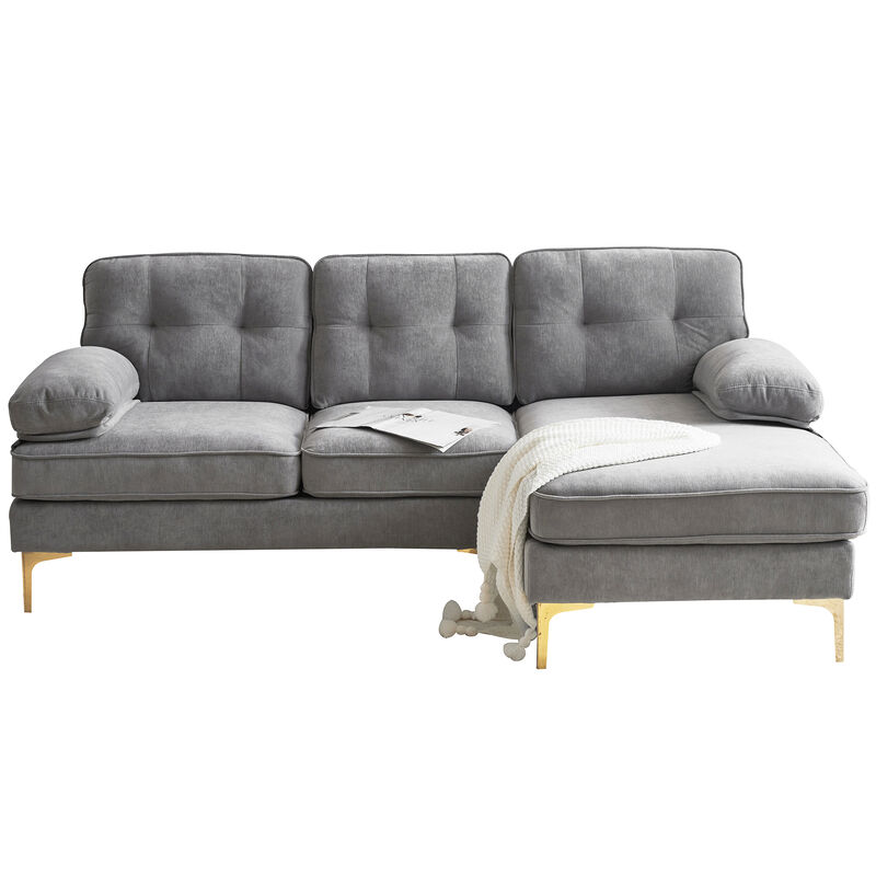 Whisen 82.6" Modern Sectional Sofas Couches Velvet L-Shaped Couches